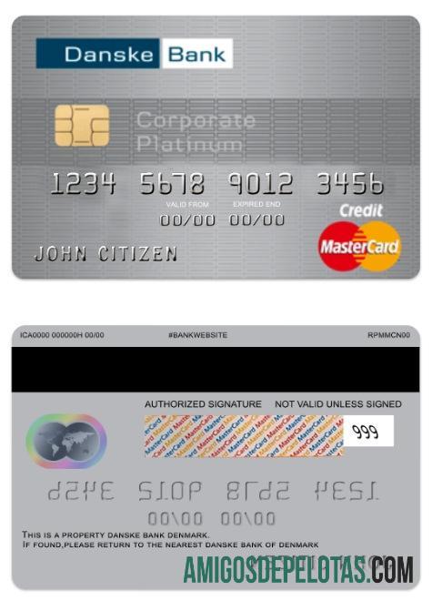 Dinamarca Danskebank Credit Corporate Platinum Mastercard modelo